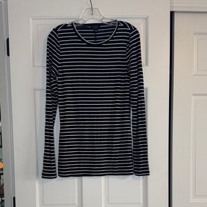 Halogen Black & White Striped Long-Sleeve Tee